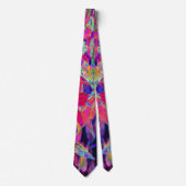Psychedelische Retro Rode en Magenta Wilde Bloemen Stropdas (Voorkant)