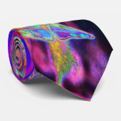 Psychedelische Retro Rode en Magenta Wilde Bloemen Stropdas (Opgerold)