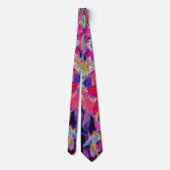 Psychedelische Retro Rode en Magenta Wilde Bloemen Stropdas (Achterkant)