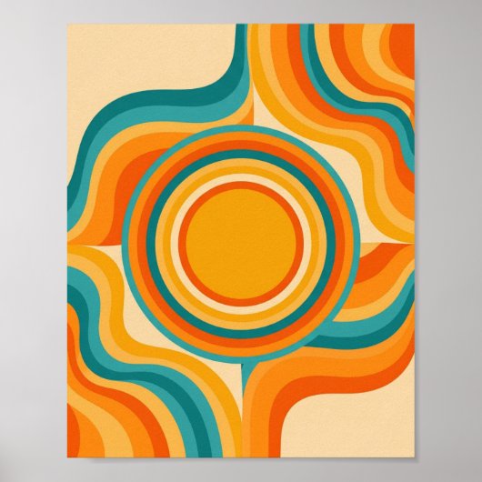 Psychedelische Retro Swirl - Moderne kunst uit het Poster (Voorkant)