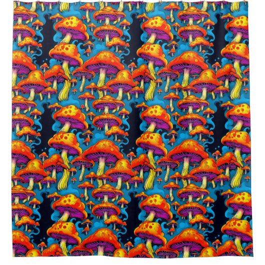 Psychedelische Retro Trippy Paddenstoelen Douchegordijn (Voorkant)