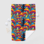 Psychedelische Retro Trippy Paddenstoelen Golfhanddoek (Insitu)