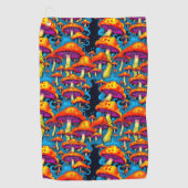 Psychedelische Retro Trippy Paddenstoelen Golfhanddoek (Voorkant)
