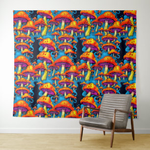 Psychedelische Retro Trippy Paddenstoelen Wandkleed