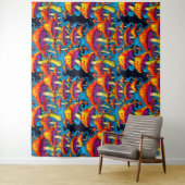 Psychedelische Retro Trippy Paddenstoelen Wandkleed (In situ)