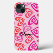 Psychedelische rode en roze harten naam Case-Mate iPhone case (Achterkant)