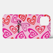 Psychedelische rode en roze harten naam Case-Mate iPhone case (Achterkant (horizontaal))