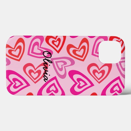 Psychedelische rode en roze harten naam Case-Mate iPhone case (Achterkant (horizontaal))