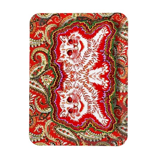 Psychedelische rode katten (Louis Wain) Magneet (Verticaal)