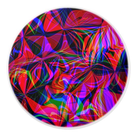 Psychedelische Rode Mix Abstract Kleurrijk Keramische Knop (Voorkant)