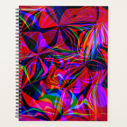 Psychedelische Rode Mix Abstract Kleurrijk Planner (Voorkant)