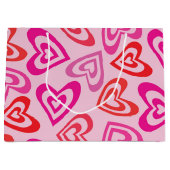 Psychedelische rode roze harten Valentijnsdag Groot Cadeauzakje (Voorkant)