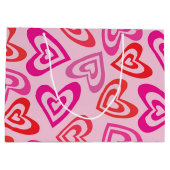Psychedelische rode roze harten Valentijnsdag Groot Cadeauzakje (Achterkant)