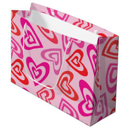 Psychedelische rode roze harten Valentijnsdag  Groot Cadeauzakje