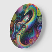 Psychedelische Ronden Dragon Design Grote Klok (Hoek)