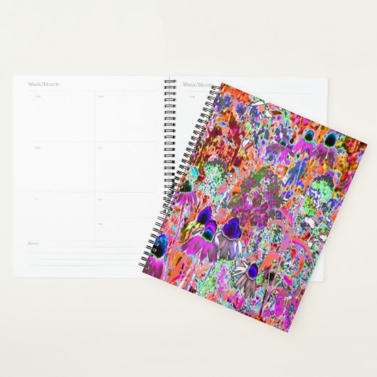 Psychedelische roze en limoengroene tuinbloemen planner (Display)