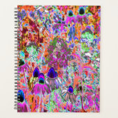 Psychedelische roze en limoengroene tuinbloemen planner (Voorkant)