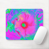 Psychedelische roze en rode hibiscusbloem muismat (Met muis)