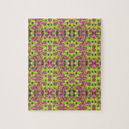 PSYCHEDELISCHE ROZE FLAMINGO PUZZEL SPIEGEL AFBEEL