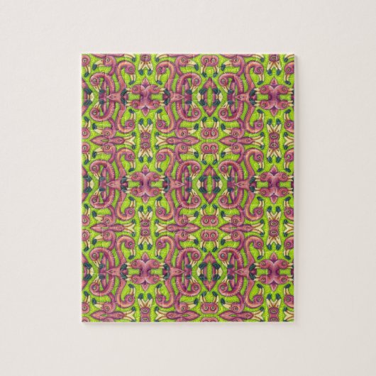 PSYCHEDELISCHE ROZE FLAMINGO PUZZEL SPIEGEL AFBEEL (Verticaal)