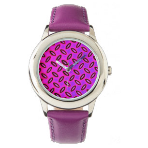 Psychedelische roze horloge met patroon