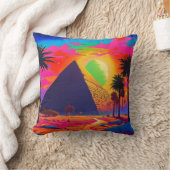 Psychedelische Roze Oranje Egyptische Piramide Kussen (Deken)
