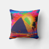 Psychedelische Roze Oranje Egyptische Piramide Kussen (Achterkant)