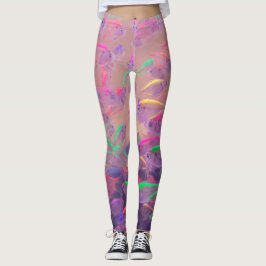 Psychedelische roze Paarse gele neonvis voor vrouw Leggings