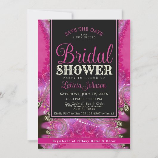 Psychedelische Roze Werveling Fractale Kant Vrijge Kaart (Voorkant)