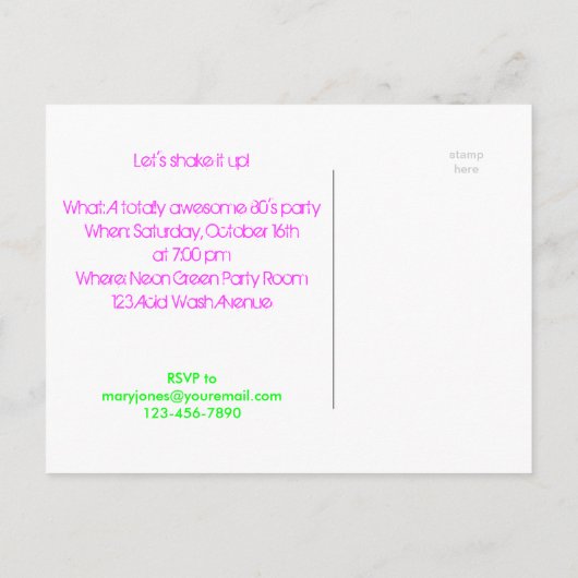 Psychedelische Rozen van 80-partijen Neon Black Pa Uitnodiging Briefkaart (Achterkant)