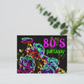 Psychedelische Rozen van 80-partijen Neon Black Pa Uitnodiging Briefkaart (Staand voorkant)