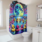 Psychedelische Rubber Ducky Adventures Douchegordijn (In situ)