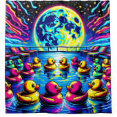 Psychedelische Rubber Ducky Adventures Douchegordijn (Voorkant)