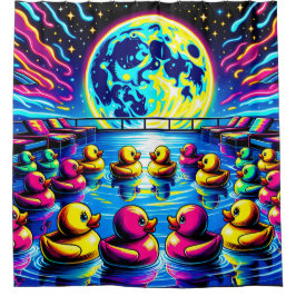 Psychedelische Rubber Ducky Adventures Douchegordijn