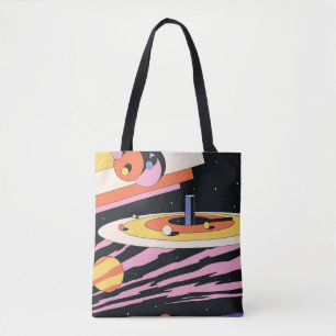 Psychedelische ruimte: jaren '70 Geometrische vorm Tote Bag