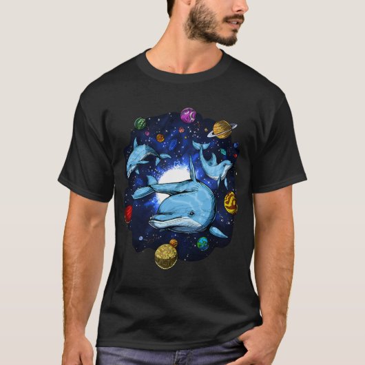 Psychedelische Ruimtedolfijnen T-shirt (Voorkant)