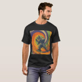 Psychedelische Ruimtekater – Trippy Astronaut Post T-shirt (Voorkant volledig)