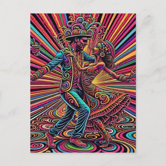 Psychedelische Salsa Tango Danskunst Briefkaart (Voorkant)