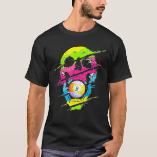 Psychedelische Schedel Biljart Gift Kleurrijke T-S T-shirt