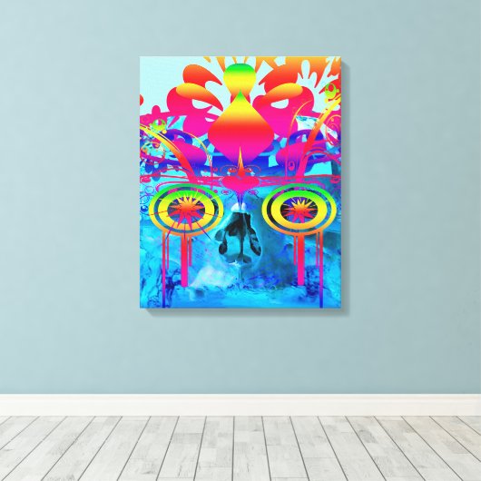 Psychedelische Schedel Canvas Afdruk (Insitu (Houten vloer))