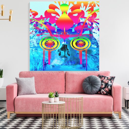 Psychedelische Schedel Canvas Afdruk (Insitu (Woonkamer))