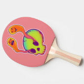 psychedelische schedel met wormen pingpongpeddel tafeltennisbatje (Zijkant)
