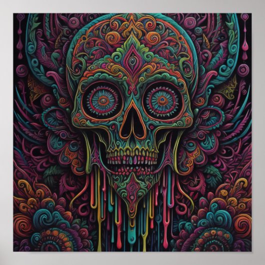 Psychedelische Schedel Poster (Voorkant)
