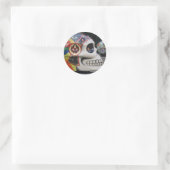 psychedelische schedel ronde sticker (Tas)