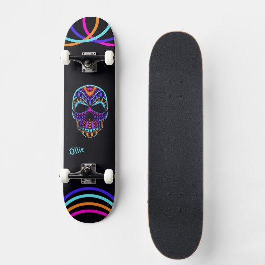 Psychedelische Schedel Skateboard  (Voorkant)