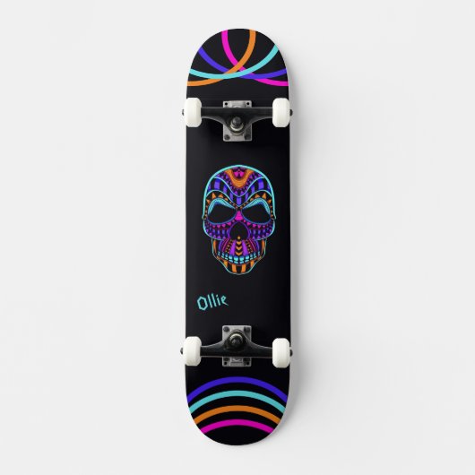 Psychedelische Schedel Skateboard  (Voorkant)