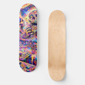 Psychedelische Schedel Spiegel Skateboard Deck (Voorkant)