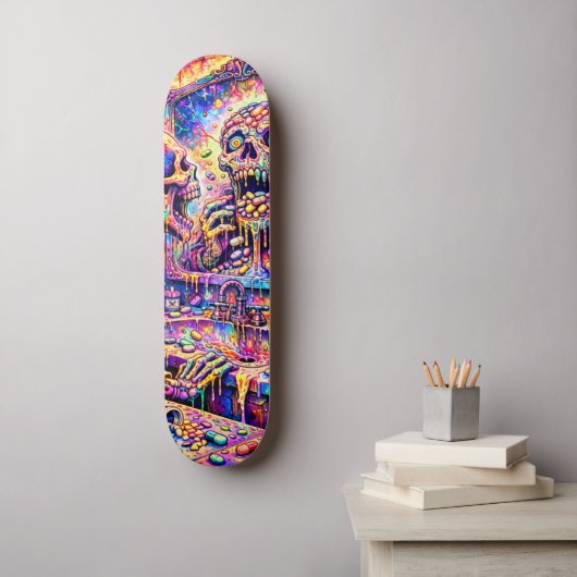 Psychedelische Schedel Spiegel Skateboard Deck (Muurkunst)