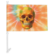 Psychedelische Schedel Stropdas-Dye Car Flag