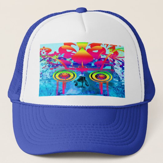 Psychedelische Schedel Trucker Pet (Voorkant)